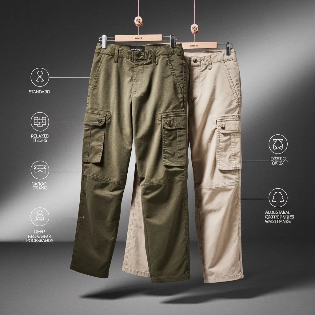 Crowd Favourite Cargos 100% Cotton Relaxed Cargo Pants Combo  Olive Green & Sand Beige