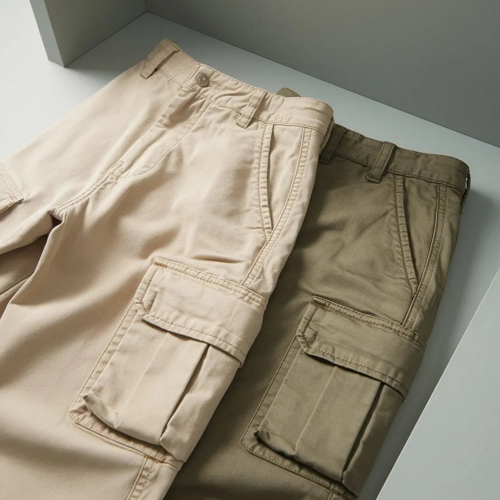 Cotton Jogger Cargo Pants Combo  Beige & Olive Green (Pack of 2)