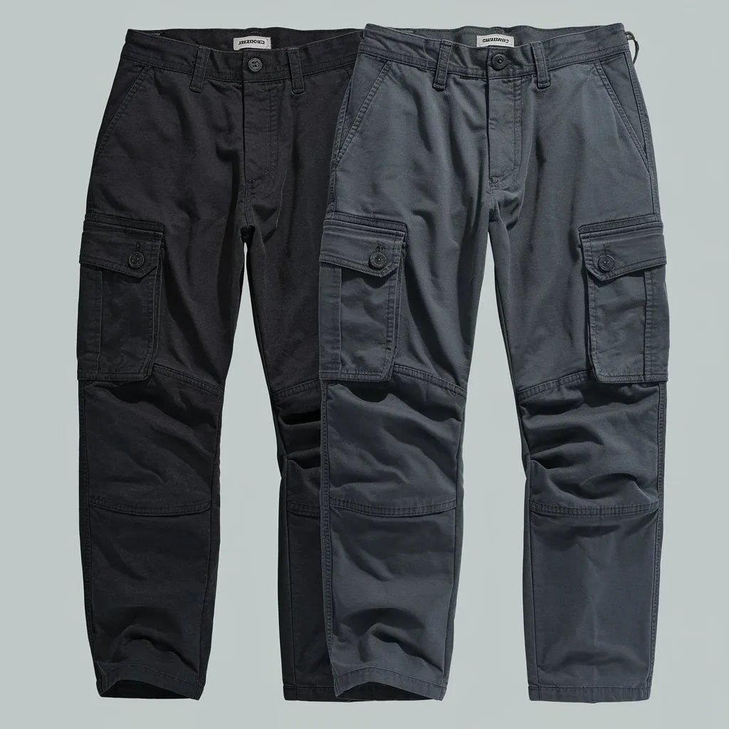 Crowd Favourite Cargos 100% Cotton Relaxed Cargo Pants Combo  Black & Steel Grey