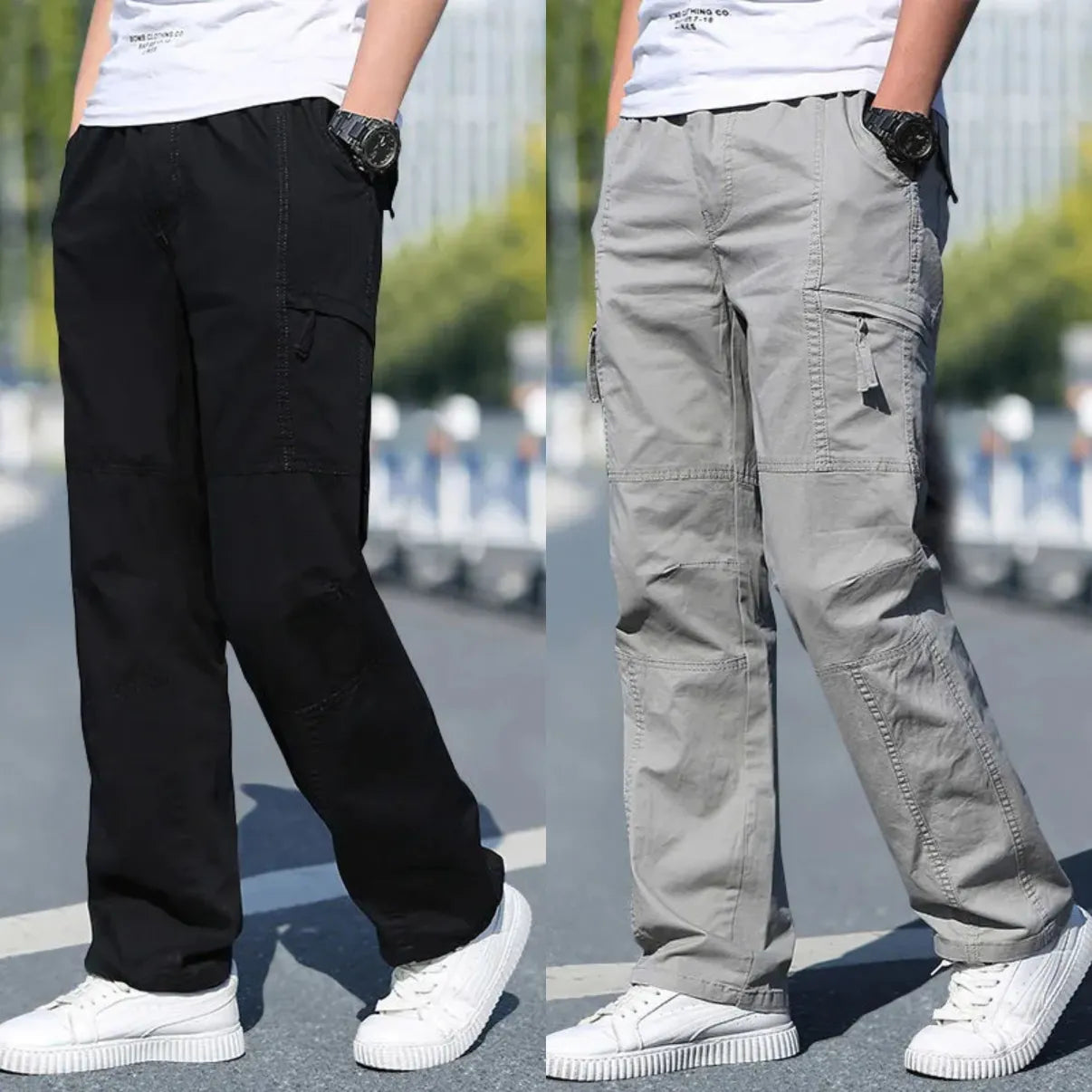 Elite Cargo Edit 100% Cotton Cargo Pants Combo  Black & Grey