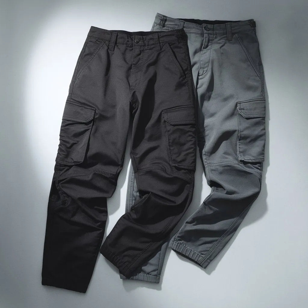 Crowd Favourite Cargos 100% Cotton Relaxed Cargo Pants Combo  Black & Steel Grey